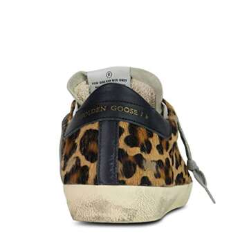 Golden Goose Super-Star Leopard Horsy Quarter Leather Star and Heel Womens Distressed Sneakers - 37 EU/ 7 US