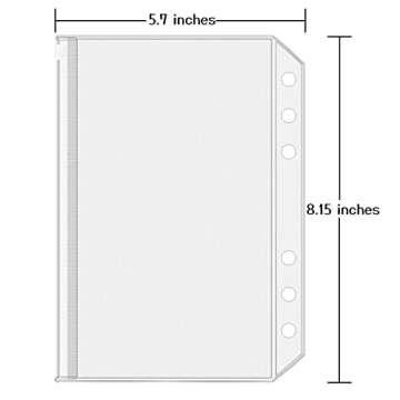 Antner 12PCS A5 Binder Pockets 6 Holes Budget Cash Envelopes for Budgeting, Clear Zipper Folders Pla...