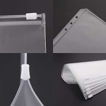 Antner 12PCS A5 Binder Pockets 6 Holes Budget Cash Envelopes for Budgeting, Clear Zipper Folders Planner Inserts Loose Leaf Bags Binder, Waterproof PVC Document Pouch Filing