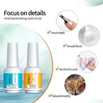 TOMICCA Dip Powder Liquid Set - 15ML Dipping Powder Base Top Coat and Activator, 2 in 1 Nail Dip Liquid Set for Dipping Powder Nail Kit