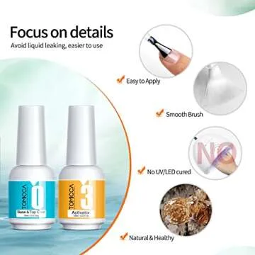 TOMICCA Dip Powder Liquid Set - 15ML Dipping Powder Base Top Coat and Activator, 2 in 1 Nail Dip Liquid Set for Dipping Powder Nail Kit