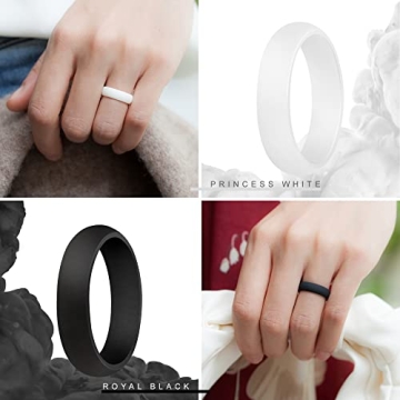 ThunderFit Women's Stylish Silicone Wedding Bands Multipack