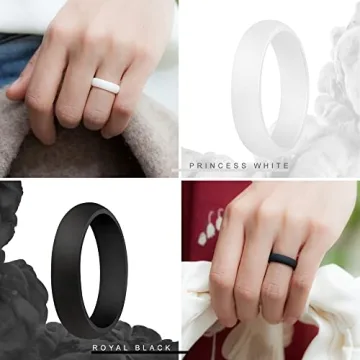 ThunderFit Women's Stylish Silicone Wedding Bands Multipack