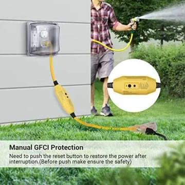 DEWENWILS 3 FT Outdoor GFCI Extension Cord Manual, 12/3 Gauge Extension Cord for Multiple Appliances, Heavy Duty Power Cable with LED Lighted 3 Prong Plug, Yellow, UL Listed