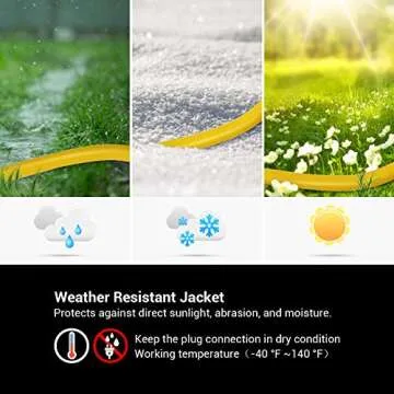 DEWENWILS 3 FT Outdoor GFCI Extension Cord Manual, 12/3 Gauge Extension Cord for Multiple Appliances, Heavy Duty Power Cable with LED Lighted 3 Prong Plug, Yellow, UL Listed