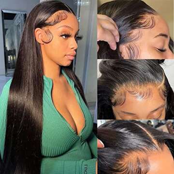 UNICE Straight Invisible 5x5 HD Lace Closure Wigs Human Hair Undetectable Real HD Lace Wig for Women Human Hair Pre Plucked Natural Hairline 150% Density 24 inch