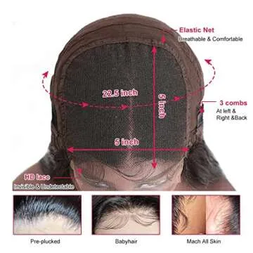 UNICE Straight Invisible 5x5 HD Lace Closure Wigs Human Hair Undetectable Real HD Lace Wig for Women Human Hair Pre Plucked Natural Hairline 150% Density 24 inch