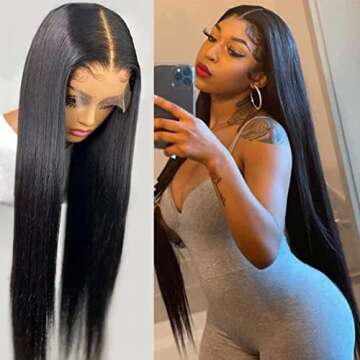 UNICE Straight Invisible 5x5 HD Lace Closure Wigs Human Hair Undetectable Real HD Lace Wig for Women Human Hair Pre Plucked Natural Hairline 150% Density 24 inch