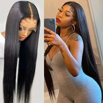 UNICE Straight Invisible 5x5 HD Lace Closure Wigs Human Hair Undetectable Real HD Lace Wig for Women Human Hair Pre Plucked Natural Hairline 150% Density 24 inch