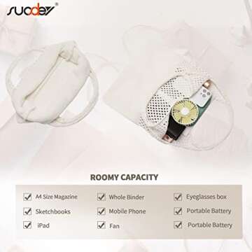 SUOSDEY Crochet Mesh Beach Tote Bag, Summer Vacation Aesthetic Knit Boho Bag for Women,white