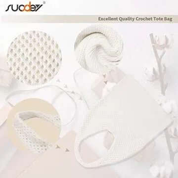 SUOSDEY Crochet Mesh Beach Tote Bag, Summer Vacation Aesthetic Knit Boho Bag for Women,white