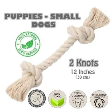 Barida Pet Supplies 100% Natural Cotton Rope Dog Toys, Premium White Cotton Dog Chew Toys, Puppy Che...