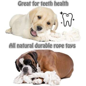 Barida Pet Supplies 100% Natural Cotton Rope Dog Toys, Premium White Cotton Dog Chew Toys, Puppy Chew Ropes for Teething, Tough Ropes for Puppy, Small and Medium Dogs