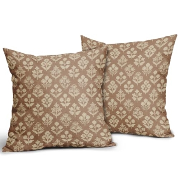 Vintage Brown Floral Pillow Covers for Home Decor