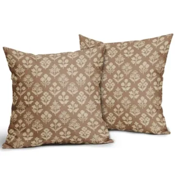 Vintage Brown Floral Pillow Covers for Home Decor