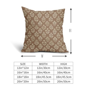Vintage Brown Floral Pillow Covers for Home Decor