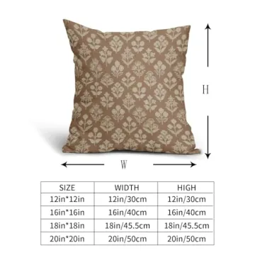 Vintage Brown Floral Pillow Covers for Home Decor