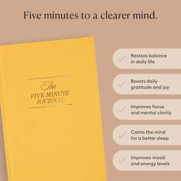Intelligent Change The Five Minute Journal, Original Daily Gratitude Journal 2025, Manifestation Journal for Mindfulness, Undated Daily Journal with Gold Foiling, Plastic-Free, Yellow