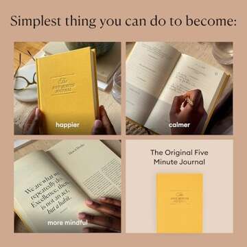 Intelligent Change The Five Minute Journal, Original Daily Gratitude Journal 2025, Manifestation Journal for Mindfulness, Undated Daily Journal with Gold Foiling, Plastic-Free, Yellow