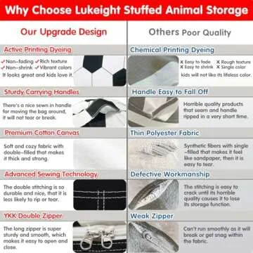 Lukeight Soccer Stuffed Animal Storage Bean Bag Cover