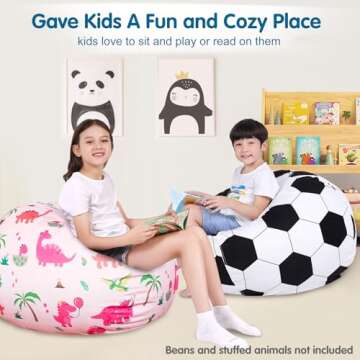 Lukeight Soccer Stuffed Animal Storage Bean Bag Cover