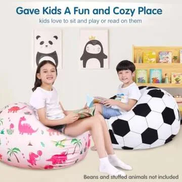 Lukeight Soccer Stuffed Animal Storage Bean Bag Cover