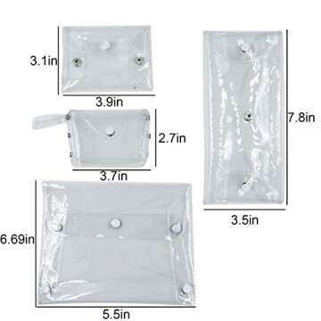 4 PCS Transparent PVC Travel Cosmetic Bag Coin Purse Bathroom Storage Case Stationery Creadit Card Business Card Case for Women Girls