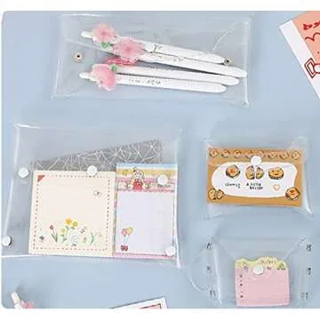 4 PCS Transparent PVC Travel Cosmetic Bag Coin Purse Bathroom Storage Case Stationery Creadit Card Business Card Case for Women Girls