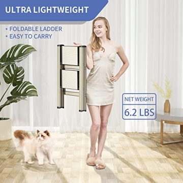 Lightweight 2 Step Ladder Stool - Elegant Gold Finish