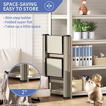 Lightweight 2 Step Ladder Stool - Elegant Gold Finish