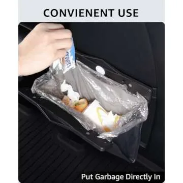 Motrobe Tesla Model 3 Trash Can 2017-2023 Garbage Bag [Magnetic+LED 2-in-1] Waterproof Backseat Hanging Garbage Bin with 2.5 Gallons Faux Leather Model 3 Interior Accessories