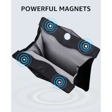 Motrobe Tesla Model 3 Trash Can 2017-2023 Garbage Bag [Magnetic+LED 2-in-1] Waterproof Backseat Hanging Garbage Bin with 2.5 Gallons Faux Leather Model 3 Interior Accessories