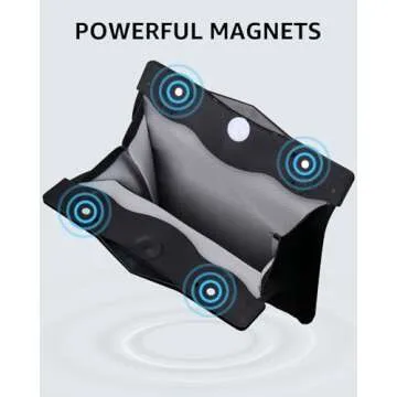 Motrobe Tesla Model 3 Trash Can 2017-2023 Garbage Bag [Magnetic+LED 2-in-1] Waterproof Backseat Hanging Garbage Bin with 2.5 Gallons Faux Leather Model 3 Interior Accessories