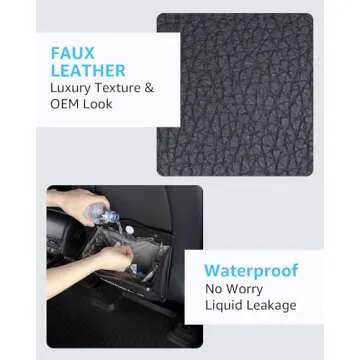 Motrobe Tesla Model 3 Trash Can 2017-2023 Garbage Bag [Magnetic+LED 2-in-1] Waterproof Backseat Hanging Garbage Bin with 2.5 Gallons Faux Leather Model 3 Interior Accessories