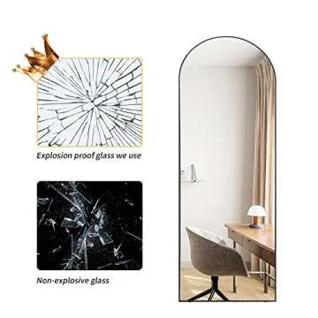 HARRITPURE Arched Full Length Mirror - 65"x22" Stylish Decor