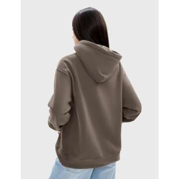 PUMIEY Hoodies for Women Essentials Hoodie Sweatshirt Long Sleeve Tops Fall Fashion Outfits 2024，Simply Taupe，Medium
