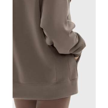 PUMIEY Hoodies for Women Essentials Hoodie Sweatshirt Long Sleeve Tops Fall Fashion Outfits 2024，Simply Taupe，Medium