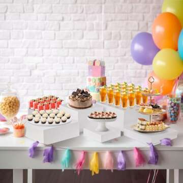 10" 11" 12" - Set of 3 Food Risers, Food Display, Catering Supplies Buffet Display, Buffet Risers, Wedding Cake Stand, Desert Table Display Set, Serving Platter, Tiered Tray Stand with Stackable Nesting Design - Large (10", 11", 12")