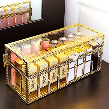 Elegant Gold Lipstick Organizer for Makeup Lovers