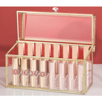 Elegant Gold Lipstick Organizer for Makeup Lovers