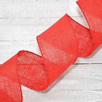 Morex Burlap Wired Ribbon 2.5" x 10 YD - Rose Red