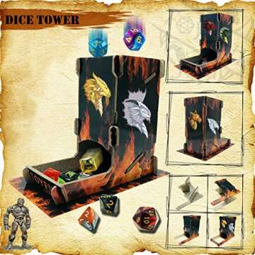 TOYFUL DND Dice Set with Dragon Tower and Pouches