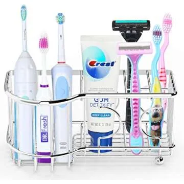Simple Houseware Multi-Functional Toothbrush Holder for Bathrooms
