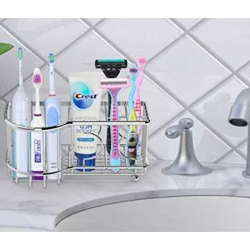 Simple Houseware Multi-Functional Toothbrush Holder for Bathrooms