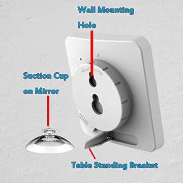 Timer Waterproof for Shower, Water Resistant Bathroom Wall Clock with Suction, Large Countdown Visual Timer for Kids, Digital Outdoor Hanging Clock with Temperature and Humidity Display (White)