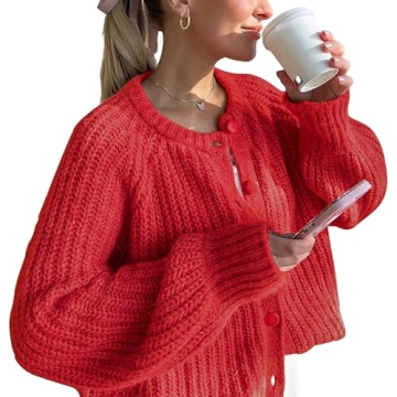 SeeLuNa Chunky Knit Cardigan Sweater for Women