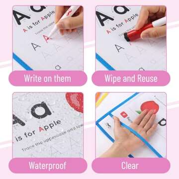 Mr. Pen- Dry Erase Pocket Sleeves, 10 x 14 Inch, 6 Pack, Colorful, Plastic,Reusable, Clear, Classroom Sleeves