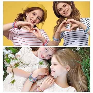 Jadive 48 Pcs Preppy Heishi Bracelet Set for All Ages