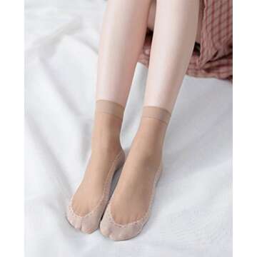 AOUBAS Women's 10 Pairs Silky Thin Nylon Short Ankle Socks