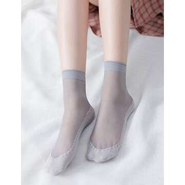 AOUBAS Women's 10 Pairs Silky Thin Nylon Short Ankle Socks